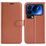 Xiaomi 17 Pro AMORUS Litchi Tekstur Kunstlær Flip Deksel m. Kortholder - Brun