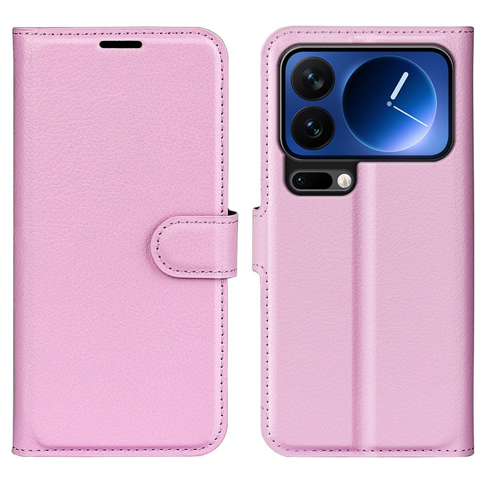 Xiaomi 17 Pro Max AMORUS Litchi Tekstur Kunstlær Flip Deksel m. Kortholder - Rosa