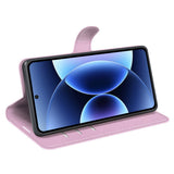 Xiaomi 17 Pro Max AMORUS Litchi Tekstur Kunstlær Flip Deksel m. Kortholder - Rosa