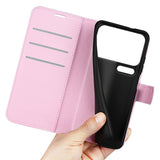 Xiaomi 17 Pro Max AMORUS Litchi Tekstur Kunstlær Flip Deksel m. Kortholder - Rosa