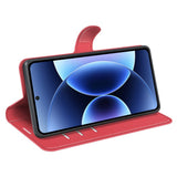 Xiaomi 17 Pro Max AMORUS Litchi Tekstur Kunstlær Flip Deksel m. Kortholder - Rød