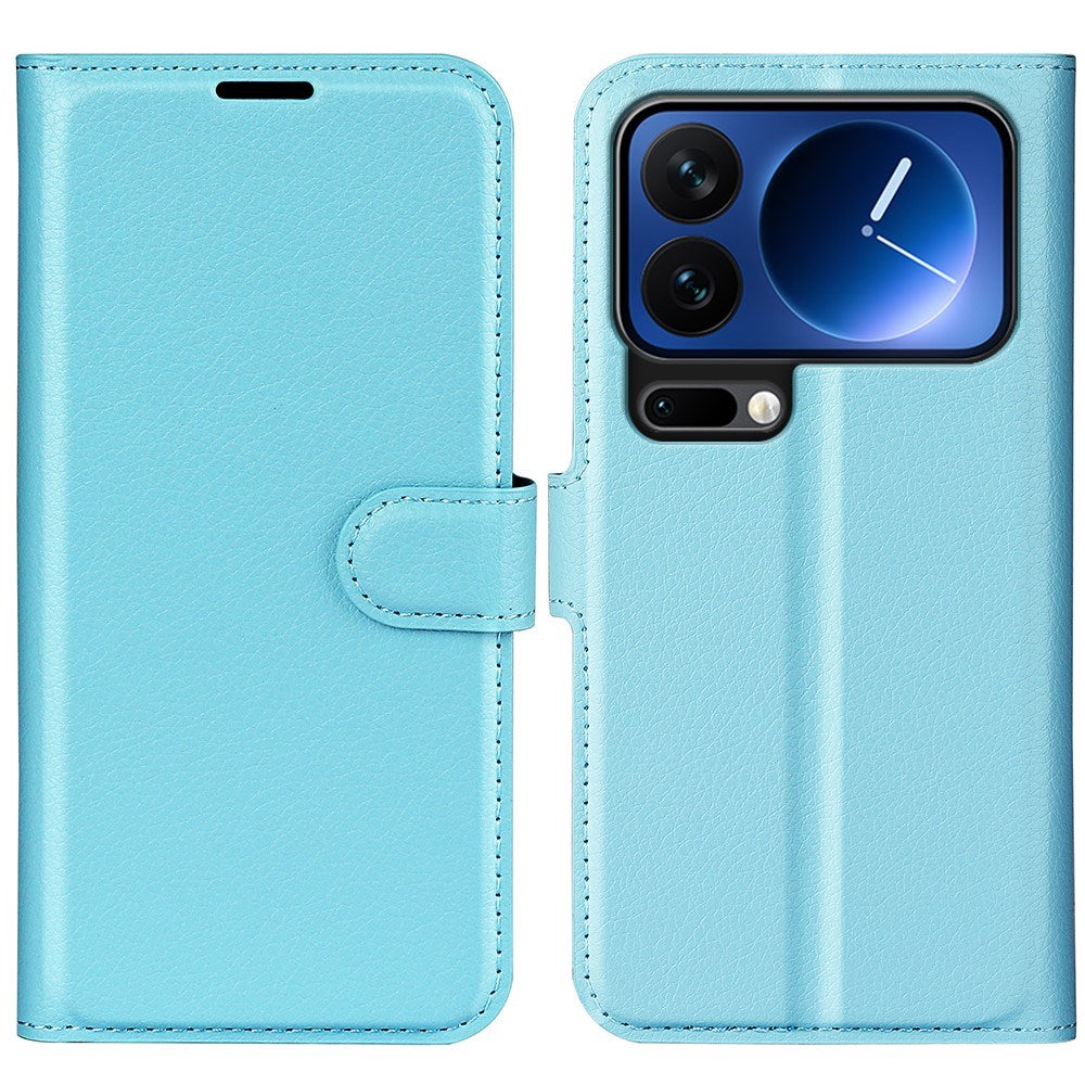 Xiaomi 17 Pro Max AMORUS Litchi Tekstur Kunstlær Flip Deksel m. Kortholder - Blå