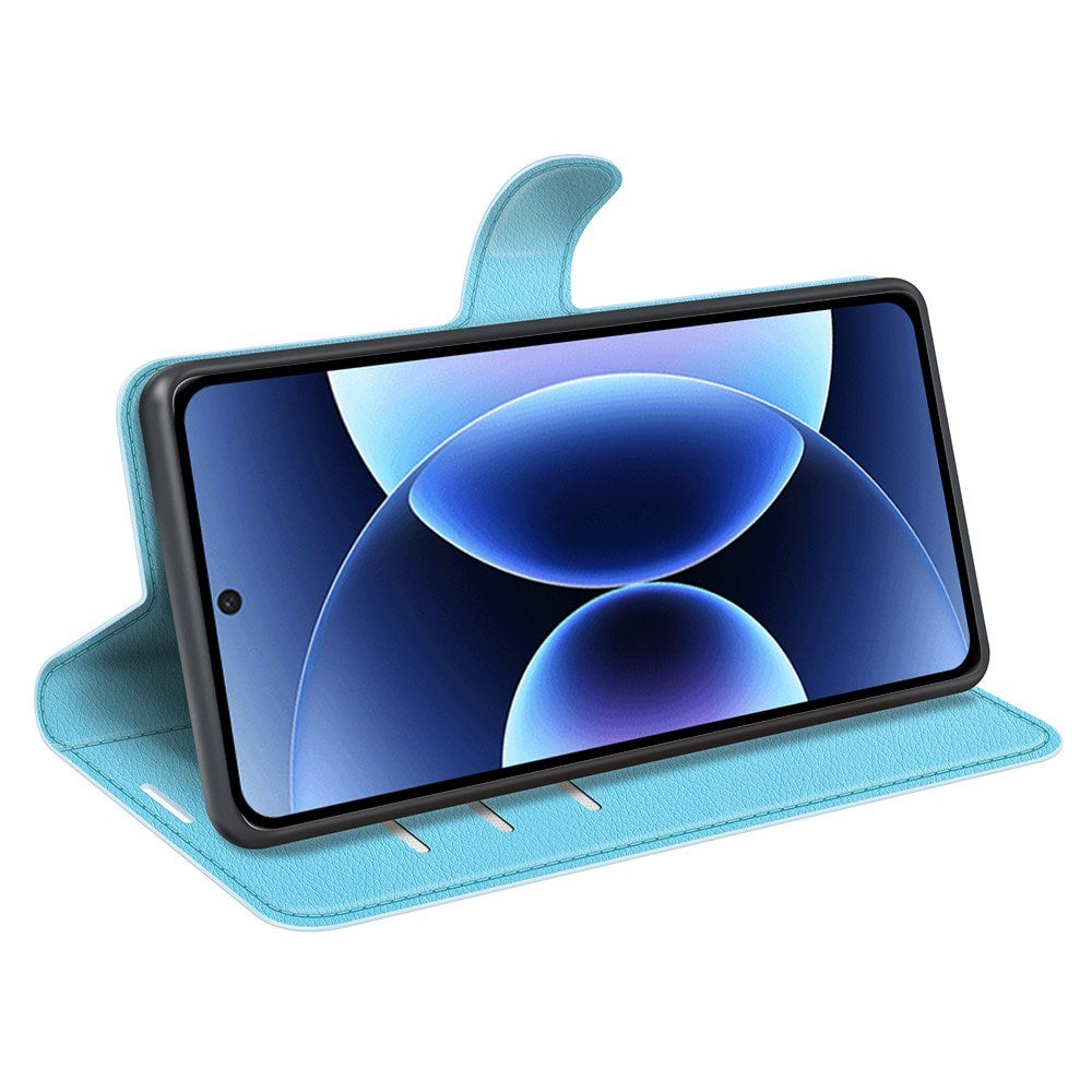 Xiaomi 17 Pro Max AMORUS Litchi Tekstur Kunstlær Flip Deksel m. Kortholder - Blå