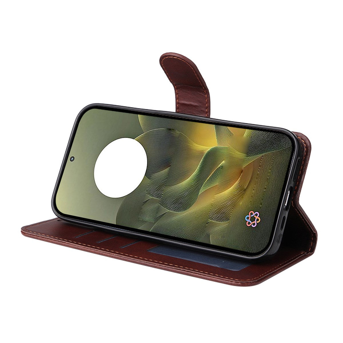 Motorola Edge 70 EIDERWOOD Kunstskinn Deksel med Skjermbeskyttelsesglass  & Kortholder – Svart