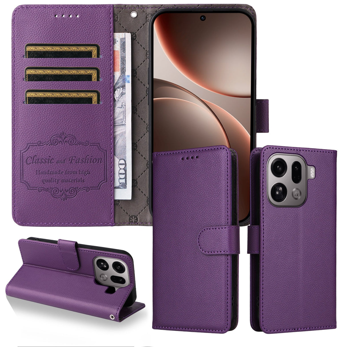 EIDERWOOD OPPO Find X9 Pro Kunstskinn Flip Deksel m. Strop - Lilla