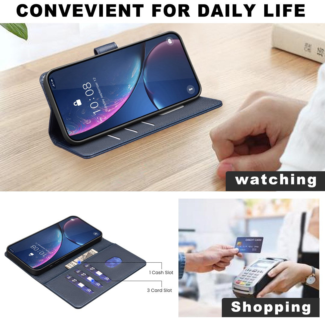 Samsung Galaxy S26+ (Plus) BINFEN Kunstskinn Flip Deksel med RFID Blokkering - Blå