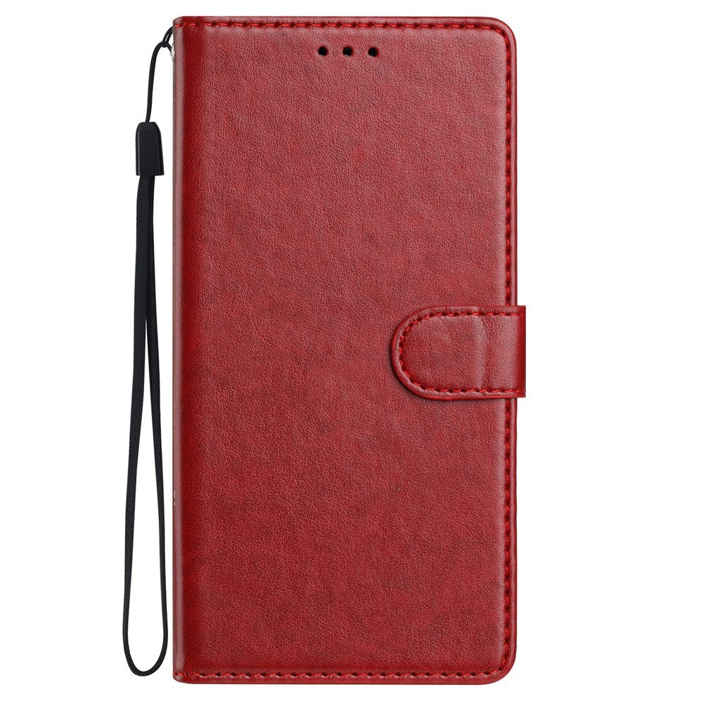 Samsung Galaxy A27 EIDERWOOD Kunstskinn Flip Deksel med Strop - Mørk Rød
