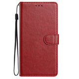 Samsung Galaxy A27 EIDERWOOD Kunstskinn Flip Deksel med Strop - Mørk Rød