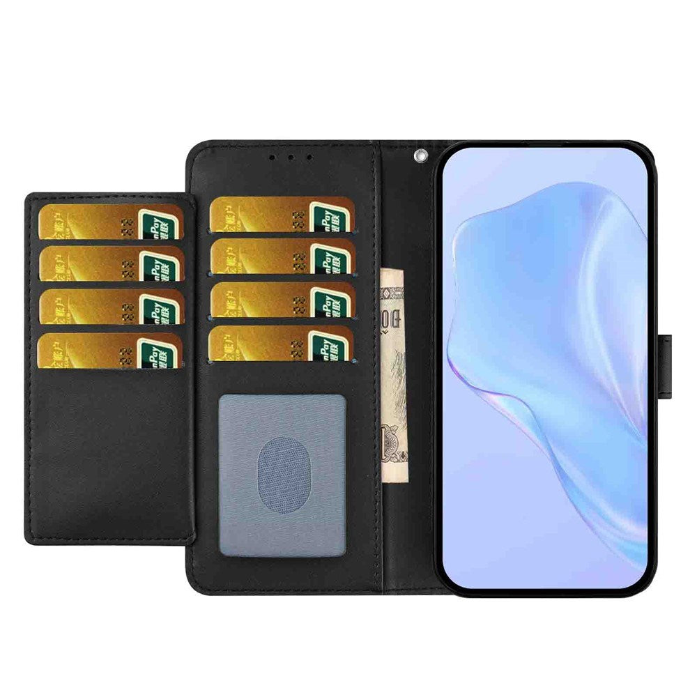 Google Pixel 10a EIDERWOOD Kunstskinn Flip Deksel m. Stropp & Utfellbar Kortholder – Svart