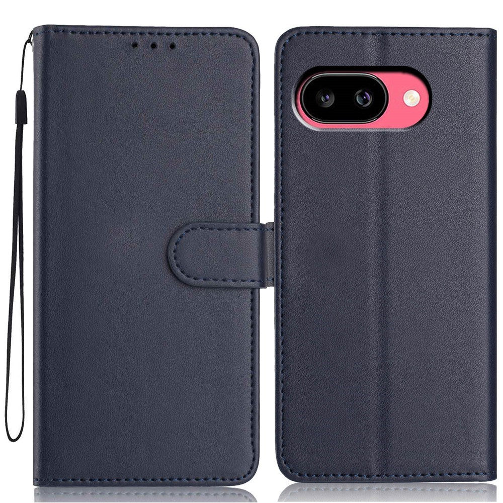 Google Pixel 10a EIDERWOOD Kunstskinn Flip Deksel m. Stropp & Utfellbar Kortholder – Blå