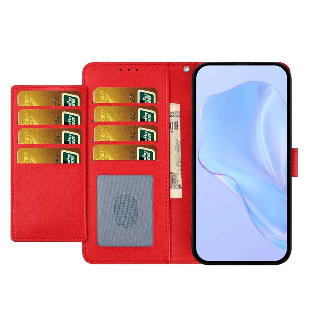 Google Pixel 10a EIDERWOOD Kunstskinn Flip Deksel m. Stropp & Utfellbar Kortholder – Rød