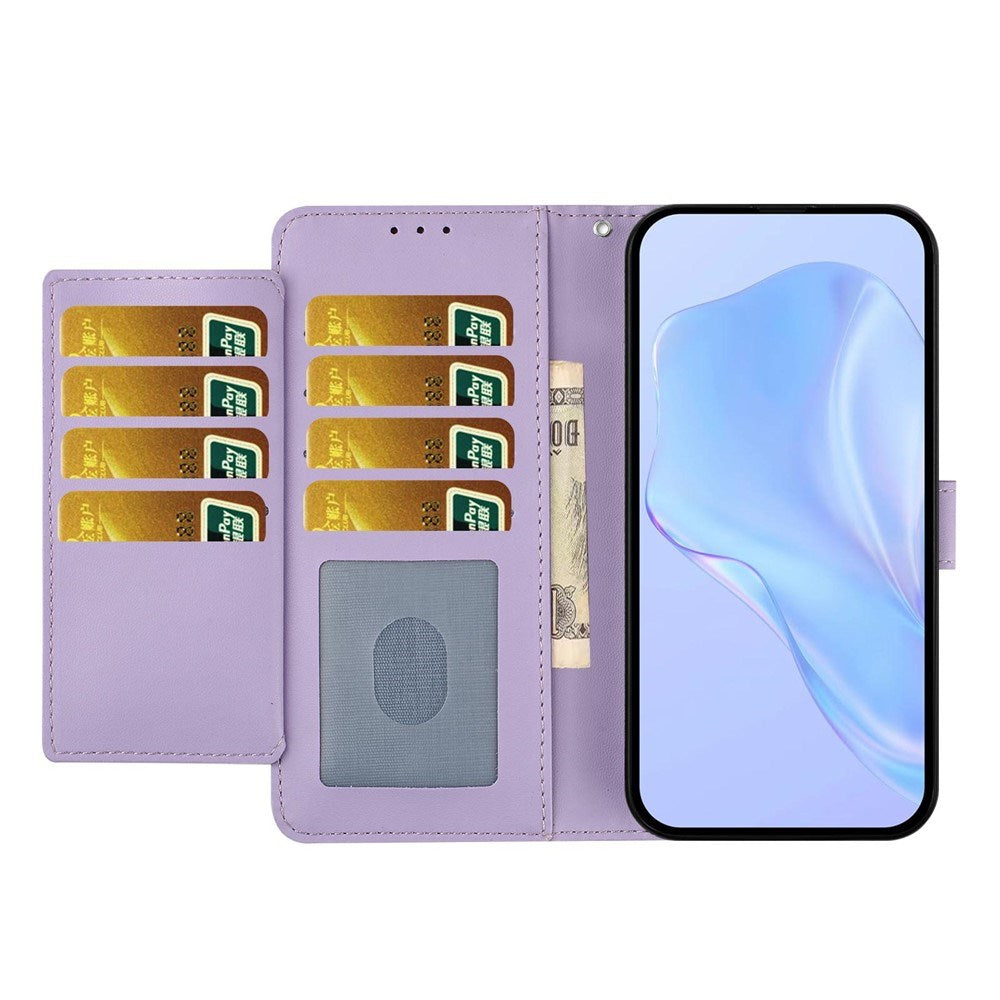 Google Pixel 10a EIDERWOOD Kunstskinn Flip Deksel m. Stropp & Utfellbar Kortholder – Lilla