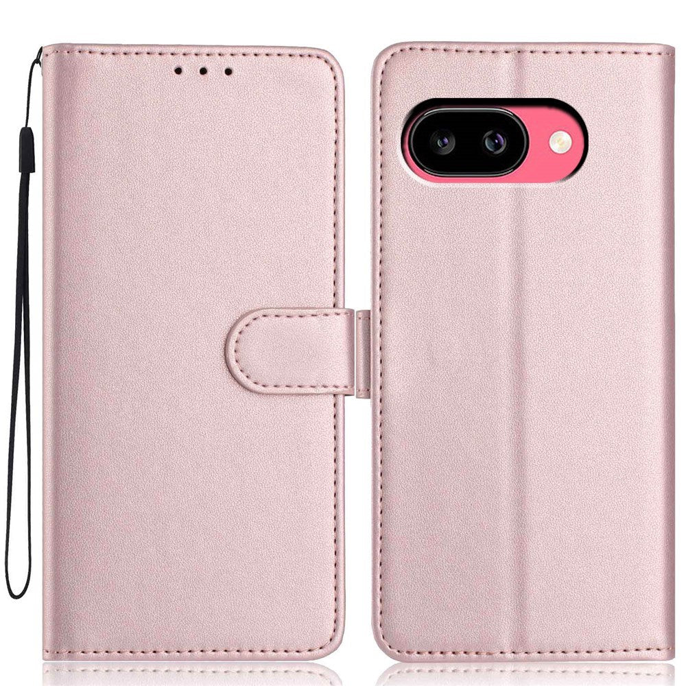 Google Pixel 10a EIDERWOOD Kunstskinn Flip Deksel m. Stropp & Utfellbar Kortholder – Rosegull