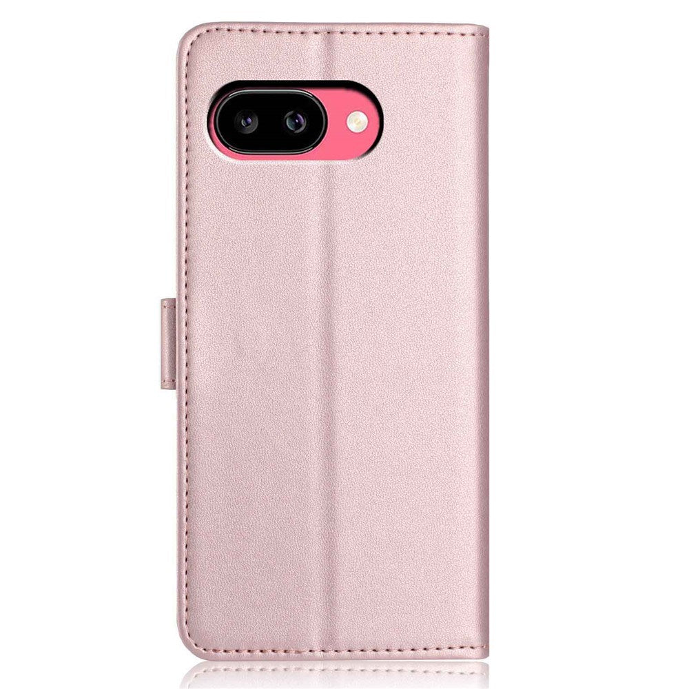 Google Pixel 10a EIDERWOOD Kunstskinn Flip Deksel m. Stropp & Utfellbar Kortholder – Rosegull