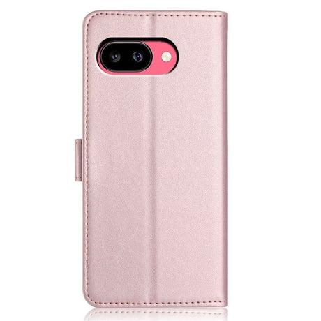 Google Pixel 10a EIDERWOOD Kunstskinn Flip Deksel m. Stropp & Utfellbar Kortholder – Rosegull