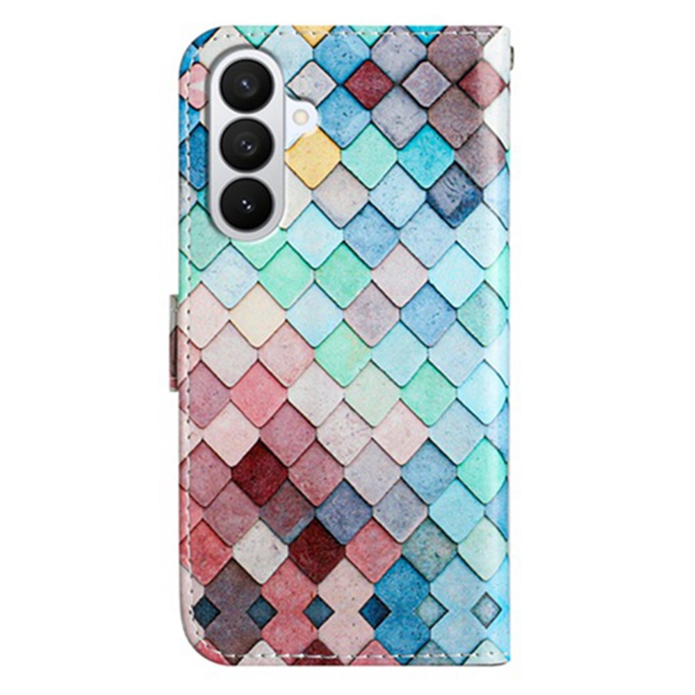Samsung Galaxy A57 EIDERWOOD Kunstskinn Flip Deksel m. Mønster & Stropp - Rutenett