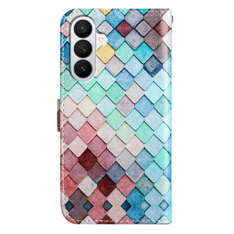 Samsung Galaxy A57 EIDERWOOD Kunstskinn Flip Deksel m. Mønster & Stropp - Rutenett