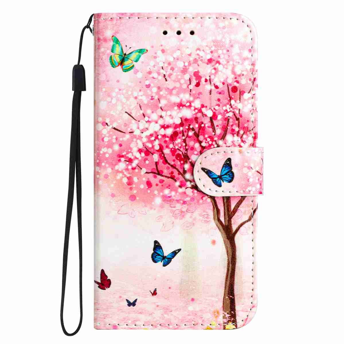 Samsung Galaxy A57 EIDERWOOD Kunstskinn Flip Deksel m. Mønster & Stropp - Kirsebærtre