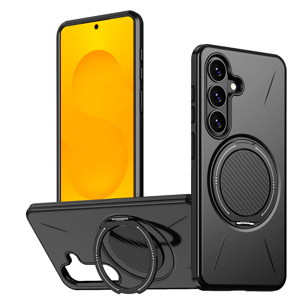 Samsung Galaxy S26 EIDERWOOD Hybrid Plast Deksel m. Roterende Kickstand – Svart