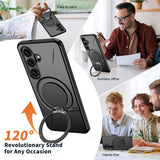 Samsung Galaxy S26 EIDERWOOD Hybrid Plast Deksel m. Roterende Kickstand – Svart