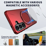 Samsung Galaxy S26 EIDERWOOD Hybrid Plast Deksel m. Roterende Kickstand - Rød