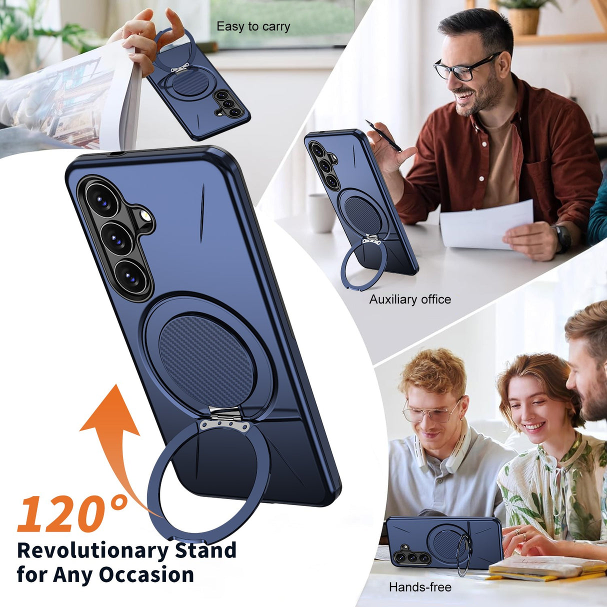 Samsung Galaxy S26 EIDERWOOD Hybrid Plast Deksel m. Roterende Kickstand – Blå