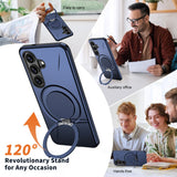Samsung Galaxy S26 EIDERWOOD Hybrid Plast Deksel m. Roterende Kickstand – Blå