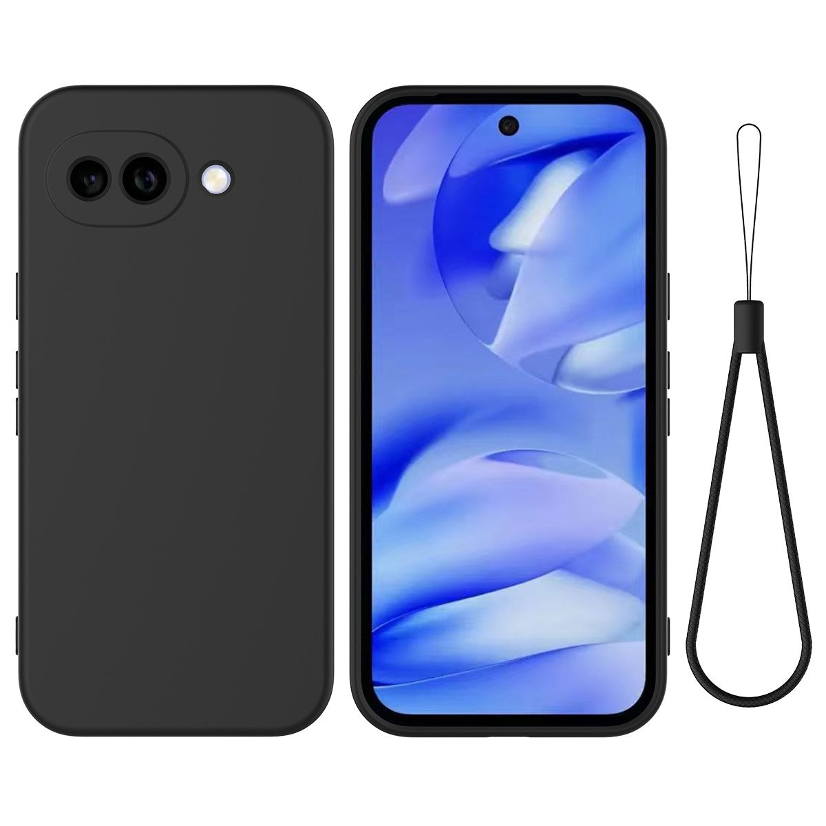 Google Pixel 10a EIDERWOOD Fôret Silikon Deksel m. Rem - Svart