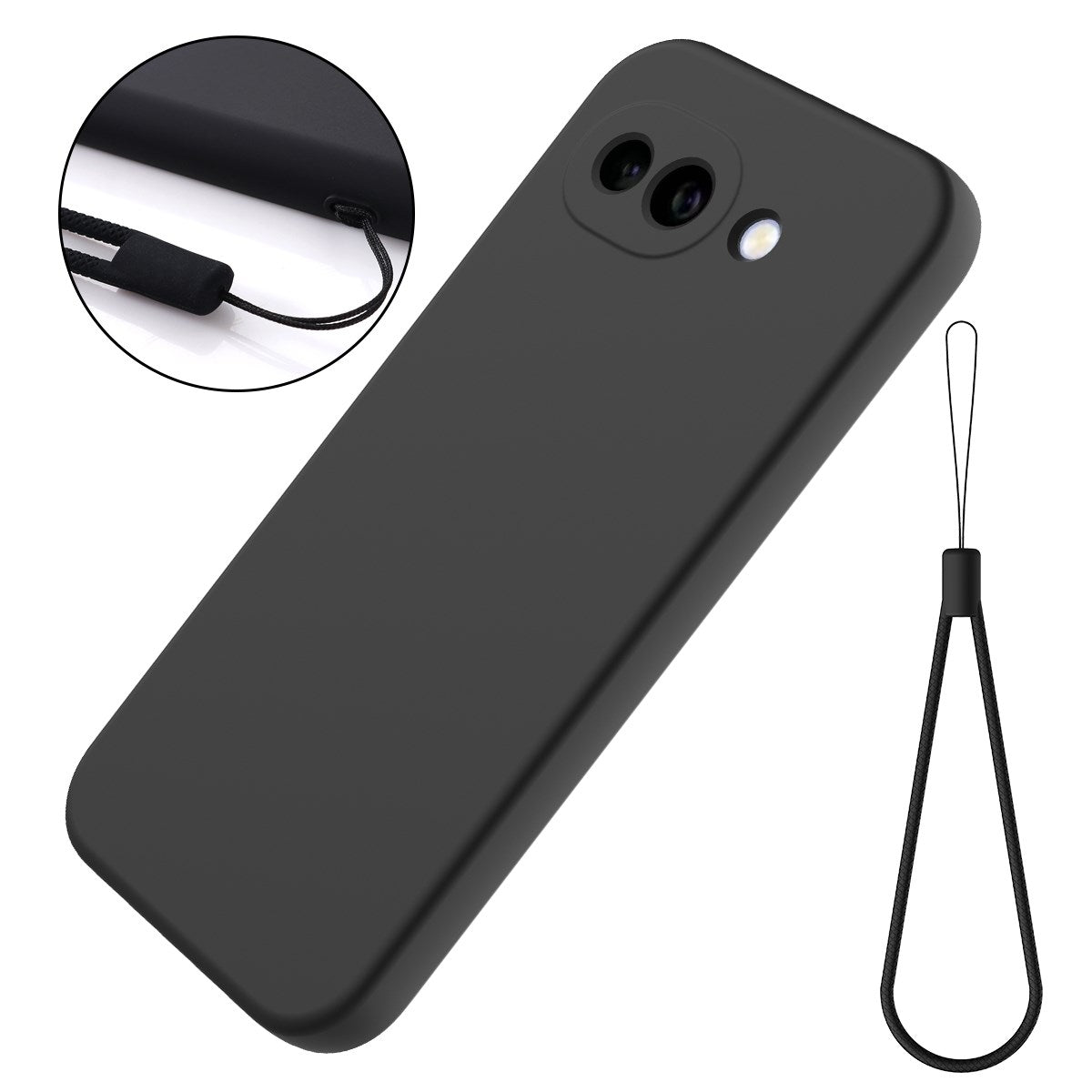 Google Pixel 10a EIDERWOOD Fôret Silikon Deksel m. Rem - Svart