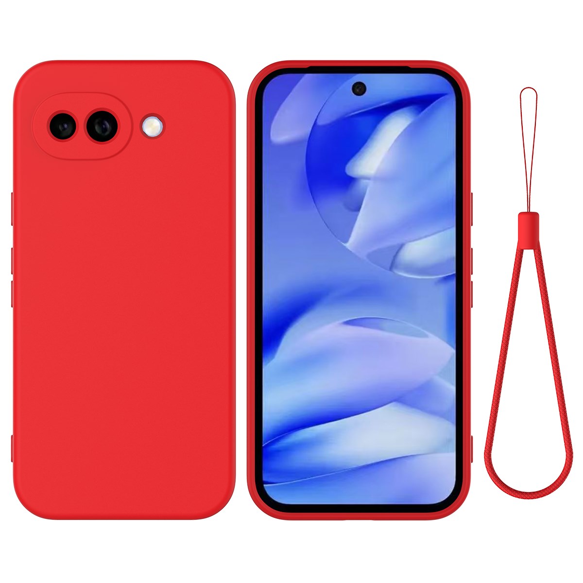 Google Pixel 10a EIDERWOOD Fôret Silikon Deksel m. Rem - Rød