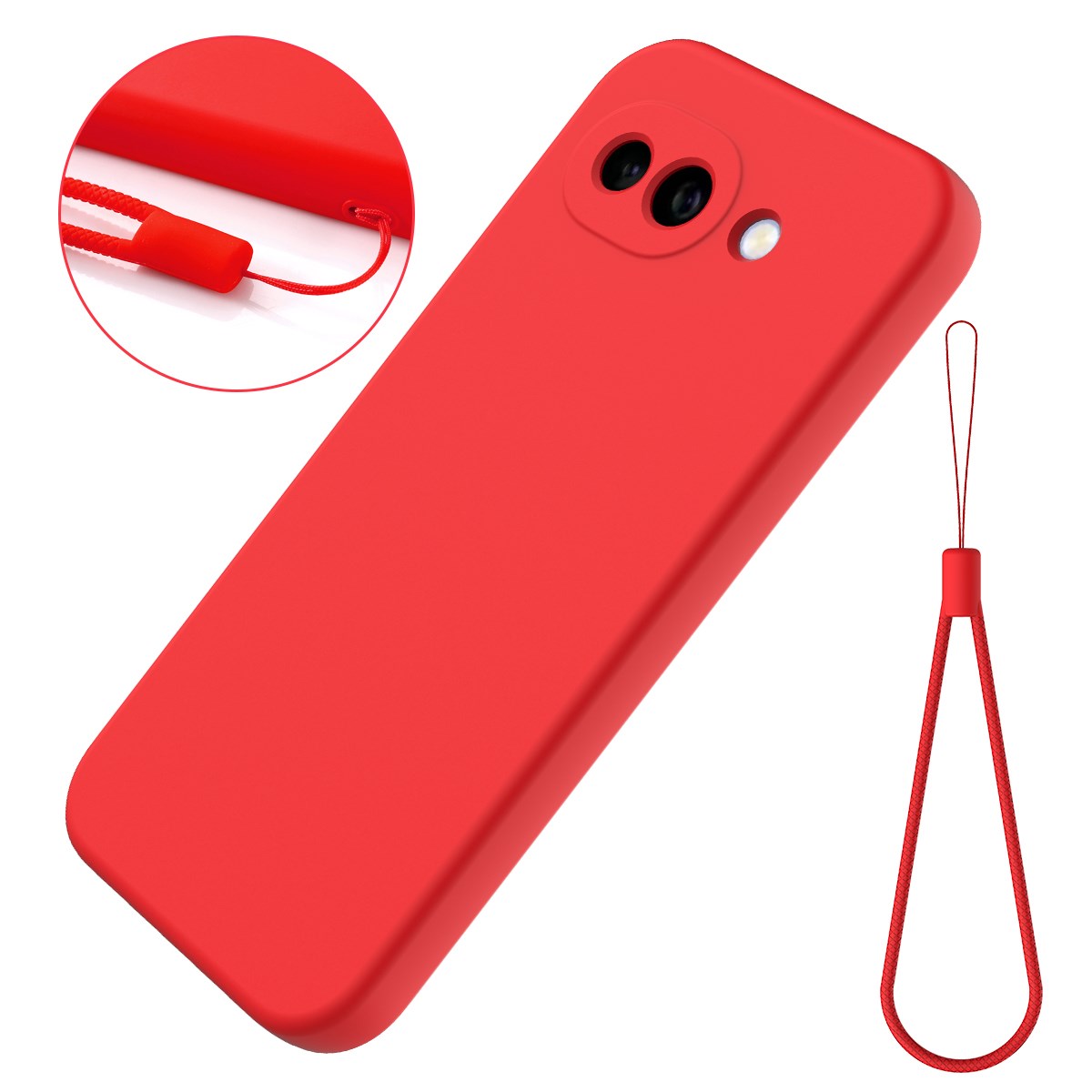 Google Pixel 10a EIDERWOOD Fôret Silikon Deksel m. Rem - Rød