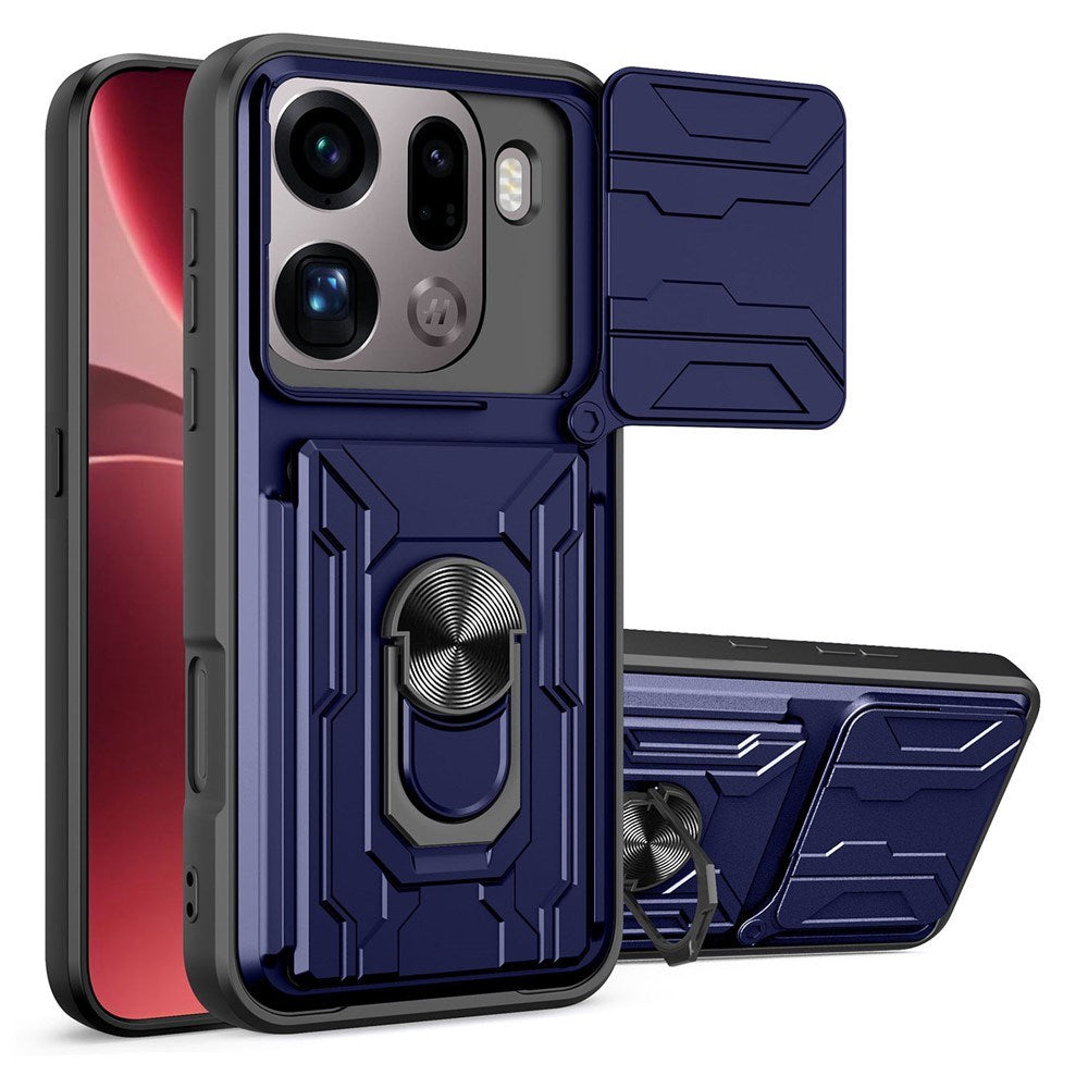 OPPO Find X9 Pro EIDERWOOD Håndverker Deksel med 360° Roterbar Camslider / Kickstand / Kortholder - Blå