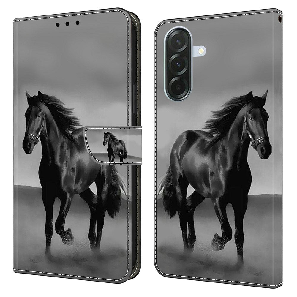 Samsung Galaxy A37 EIDERWOOD Flip Deksel med Kortholder & Stativfunksjon - Hest