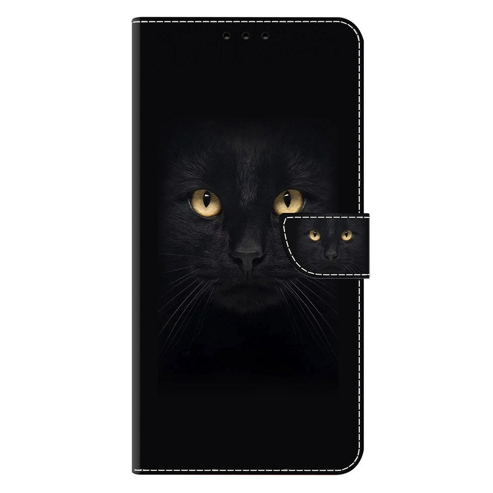 Samsung Galaxy A37 EIDERWOOD Flip Deksel med Kortholder & Stativfunksjon - Svart Katt