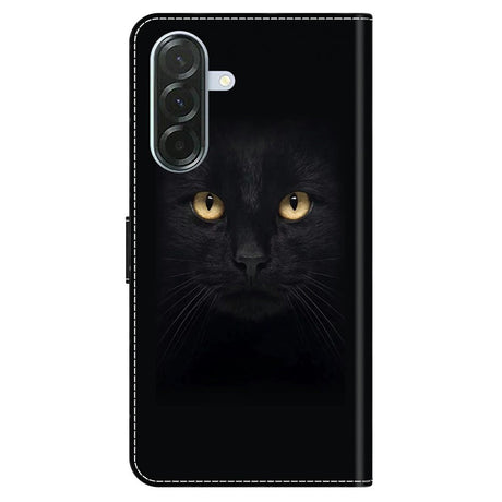 Samsung Galaxy A37 EIDERWOOD Flip Deksel med Kortholder & Stativfunksjon - Svart Katt
