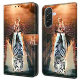 Samsung Galaxy A37 EIDERWOOD Flip Deksel med Kortholder & Stativfunksjon - Katt & Tiger