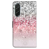 Samsung Galaxy A57 EIDERWOOD Flip Deksel med Kortholder & Stativfunksjon - Rosa / Sølv Glitter