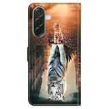 Samsung Galaxy A57 EIDERWOOD Flip Deksel med Kortholder & Stativfunksjon - Katt & Tiger