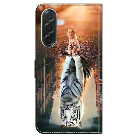 Samsung Galaxy A57 EIDERWOOD Flip Deksel med Kortholder & Stativfunksjon - Katt & Tiger
