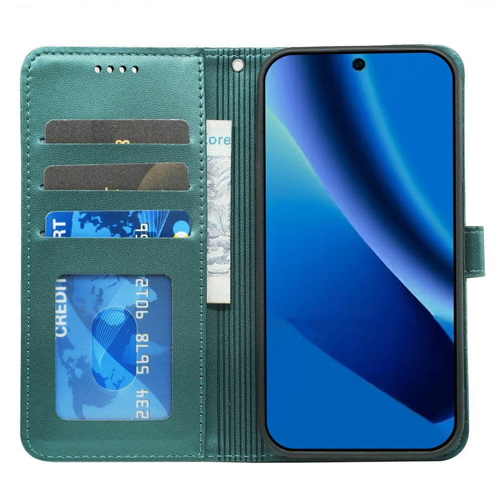 Google Pixel 10a EIDERWOOD Kunstskinn Flip Deksel m. Kortholder & Støttefunksjon – Grønn