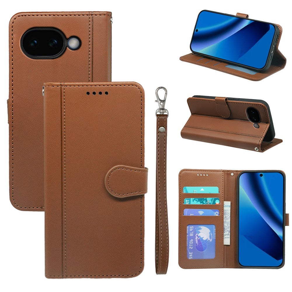 Google Pixel 10a EIDERWOOD Kunstskinn Flip Deksel m. Kortholder & Støttefunksjon – Brun