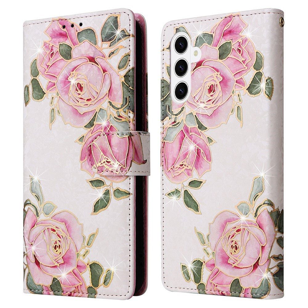 Samsung Galaxy S26 EIDERWOOD Kunstskinn Flip Deksel m. Blomster - Rosa Rose