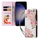 Samsung Galaxy S26 EIDERWOOD Kunstskinn Flip Deksel m. Blomster - Rosa Rose