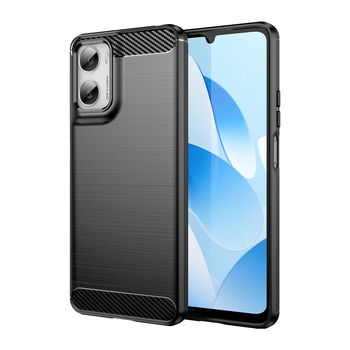 Motorola Moto G06 / G06 Power EIDERWOOD Carbon Fiber Deksel med Skjermbeskyttelse - Svart