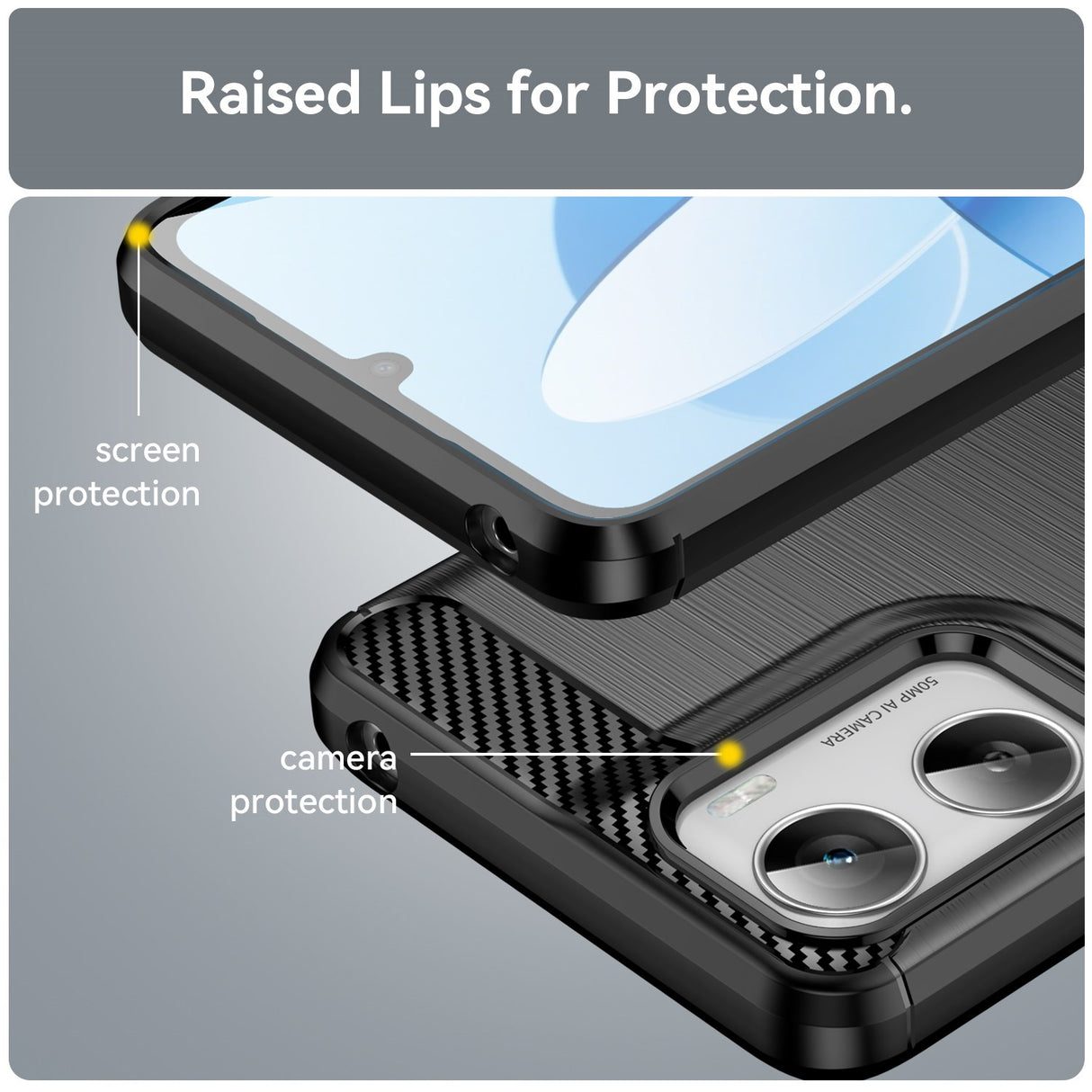 Motorola Moto G06 / G06 Power EIDERWOOD Carbon Fiber Deksel med Skjermbeskyttelse - Svart