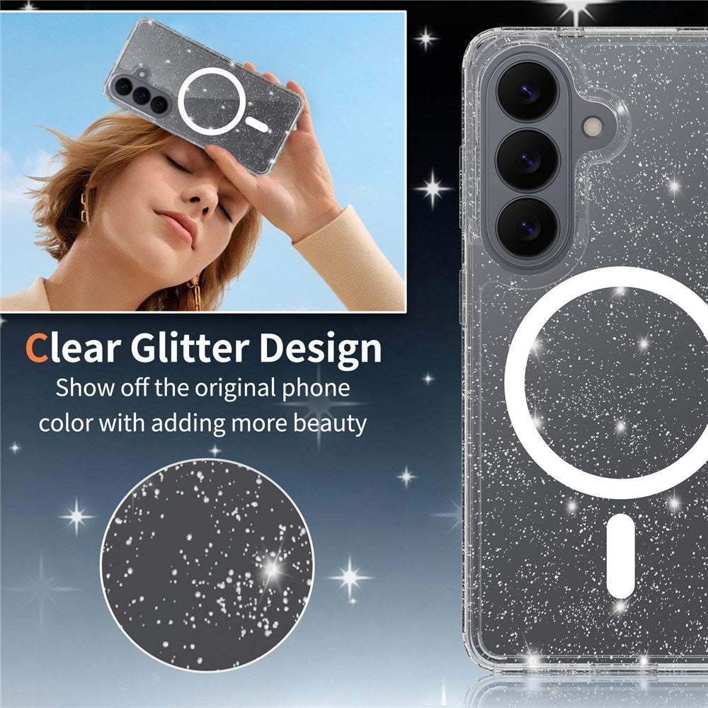 Samsung Galaxy S26 EIDERWOOD Magnetisk Plast Glitter Deksel - MagSafe Kompatibel - Gjennomsiktig