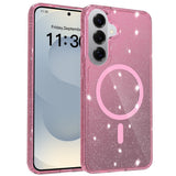 Samsung Galaxy S26+ (Plus) EIDERWOOD Magnetisk Plast Glitter Deksel - MagSafe Kompatibel - Gjennomsiktig / Rosa