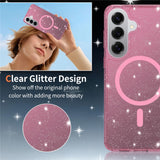Samsung Galaxy S26+ (Plus) EIDERWOOD Magnetisk Plast Glitter Deksel - MagSafe Kompatibel - Gjennomsiktig / Rosa