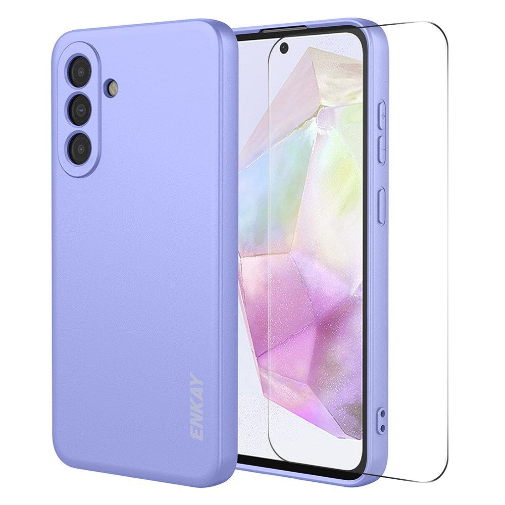 Samsung Galaxy A37 ENKAY Silikon Deksel med Skjermbeskytter - Lilla