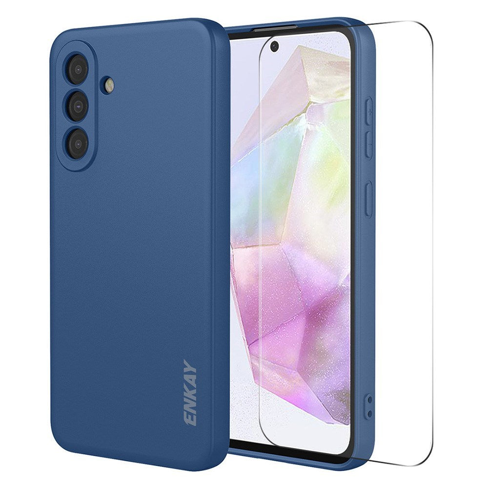 Samsung Galaxy A37 ENKAY Silikon Deksel med Skjermbeskytter - Blå